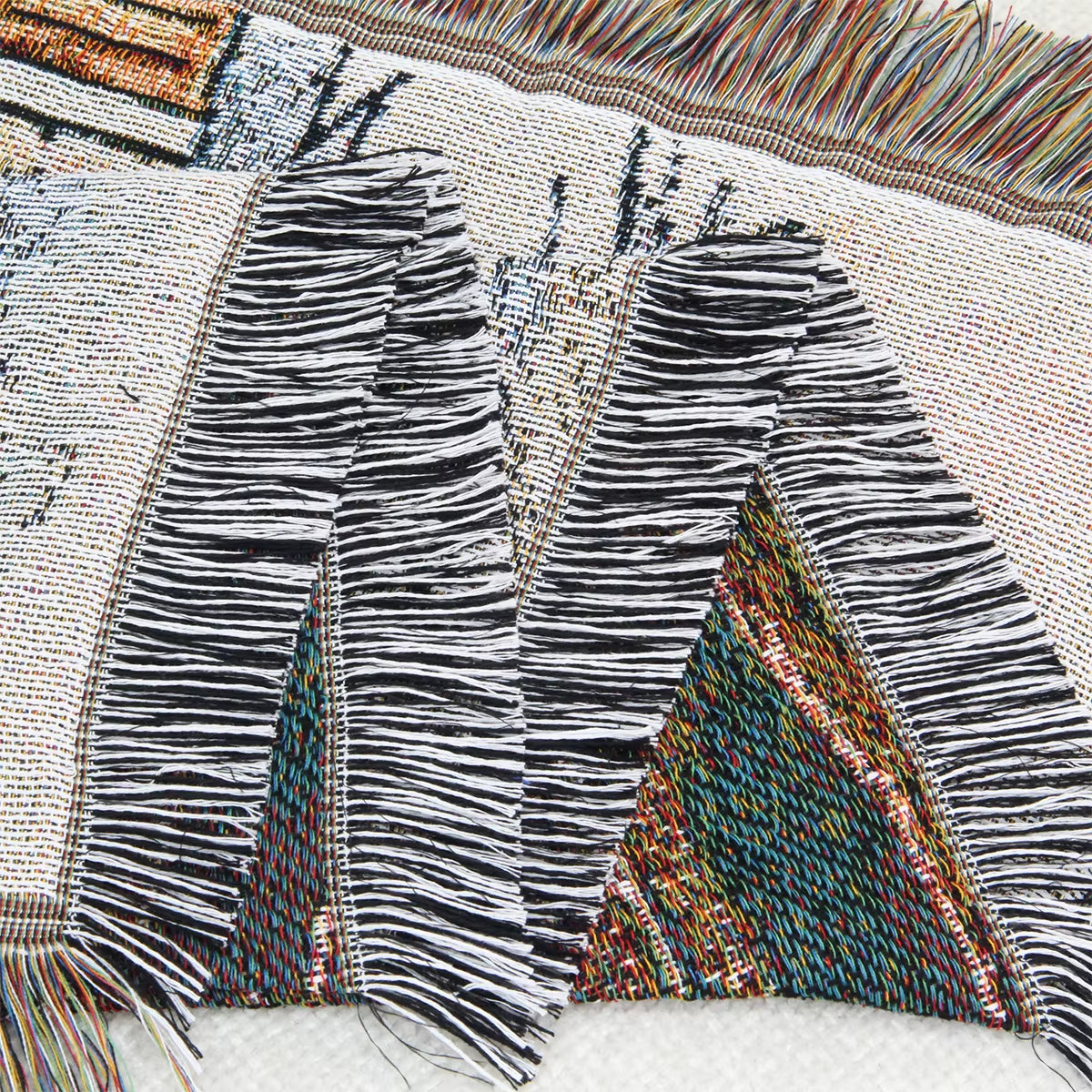 Customized Polyester/Cotton Jacquard Woven Art Pattern Foldable Portable Blanket European American Decorative Throw
