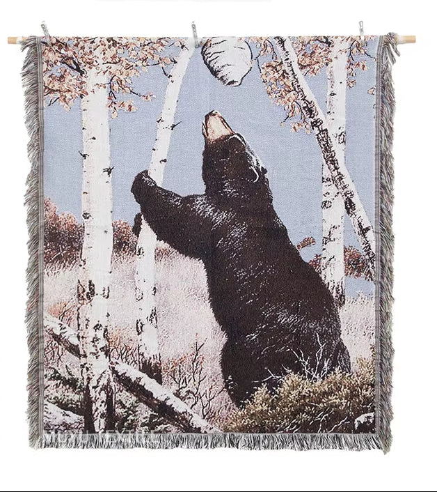 Quick Custom Polyester Jacquard Custom Design Sofa Tapestry Throw Blanket with Jacquard Woven Camping Picnic Blanket