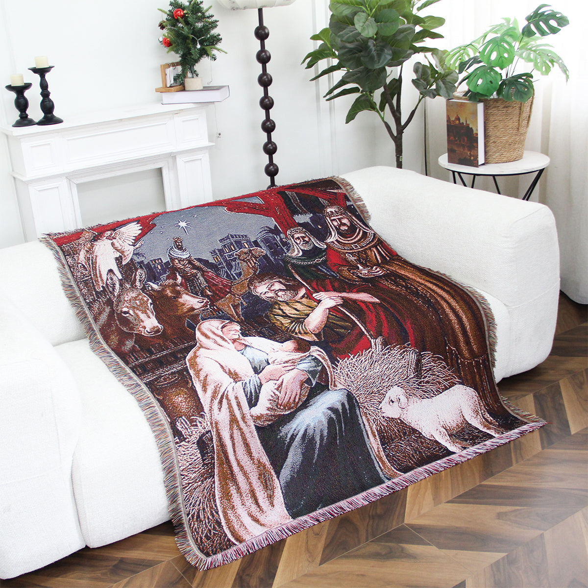 Jesus Nativity Woven Tapestry Throw