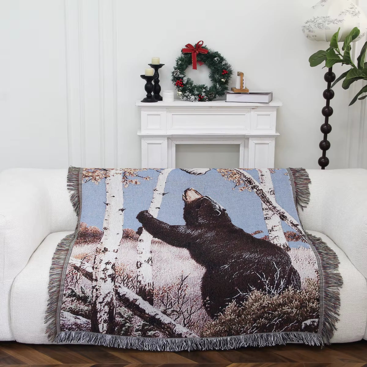 Quick Custom Polyester Jacquard Custom Design Sofa Tapestry Throw Blanket with Jacquard Woven Camping Picnic Blanket